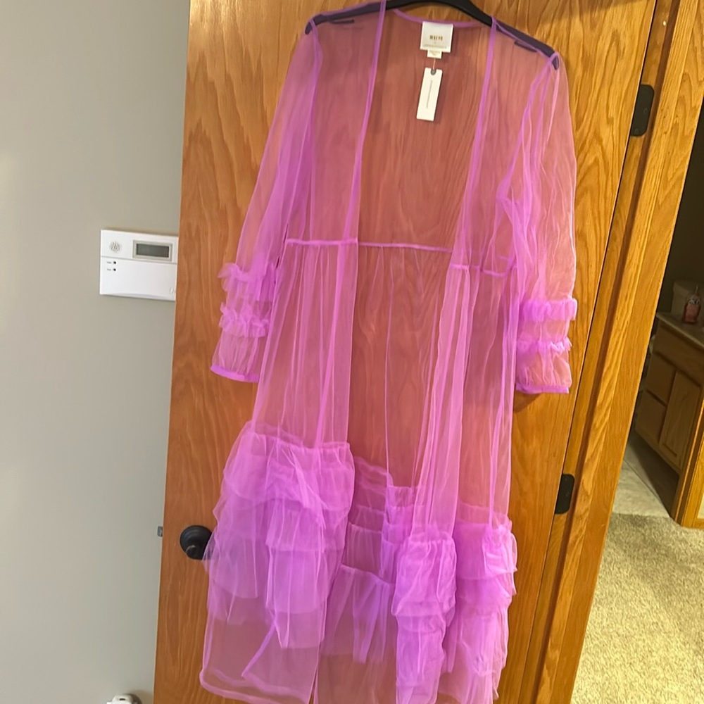 Anthropologie asymmetrical tulle kimono
